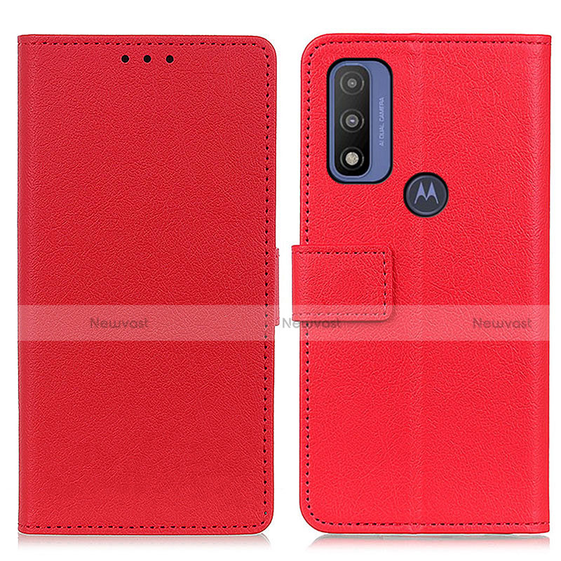 Leather Case Stands Flip Cover Holder M08L for Motorola Moto G Pure Red