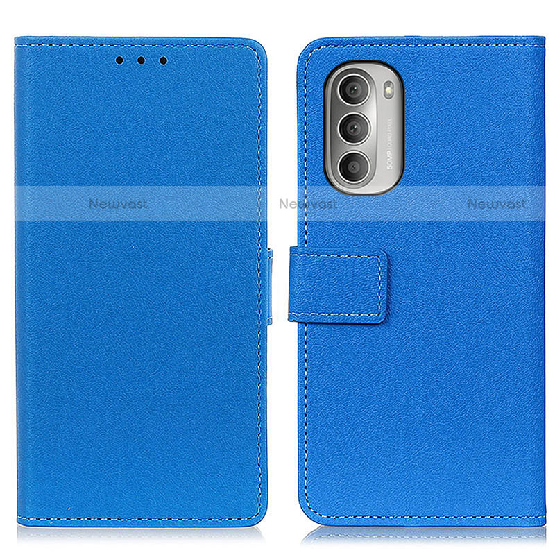 Leather Case Stands Flip Cover Holder M08L for Motorola Moto G Stylus (2022) 4G Blue