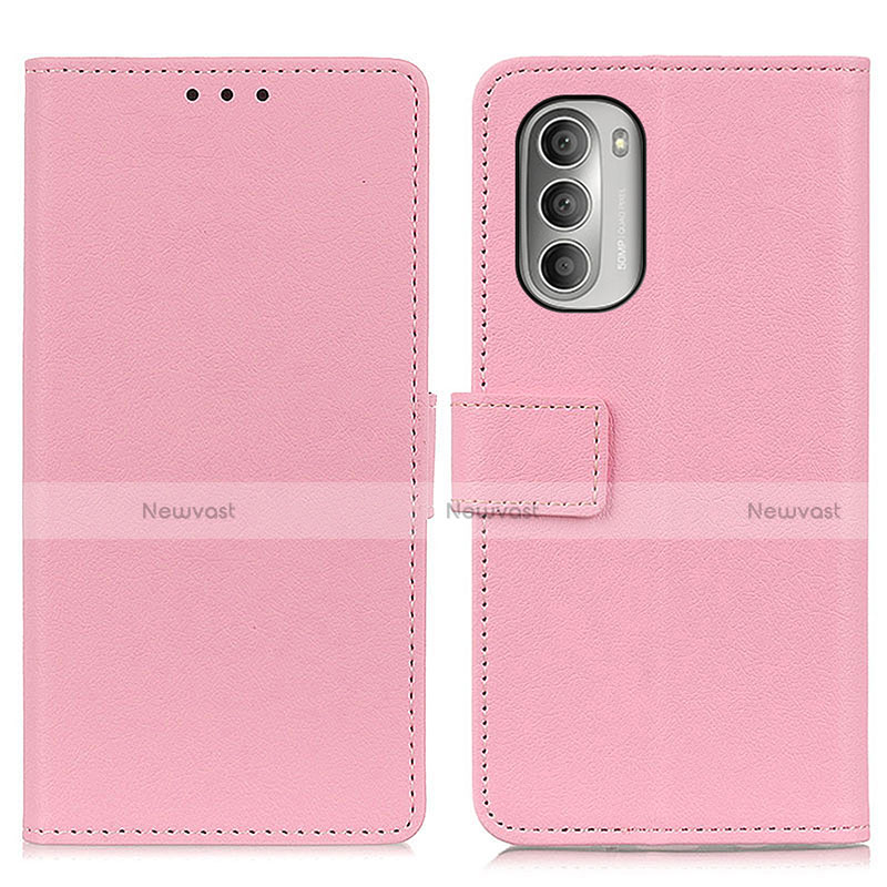 Leather Case Stands Flip Cover Holder M08L for Motorola Moto G Stylus (2022) 5G Pink