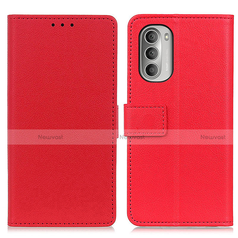 Leather Case Stands Flip Cover Holder M08L for Motorola Moto G Stylus (2022) 5G Red