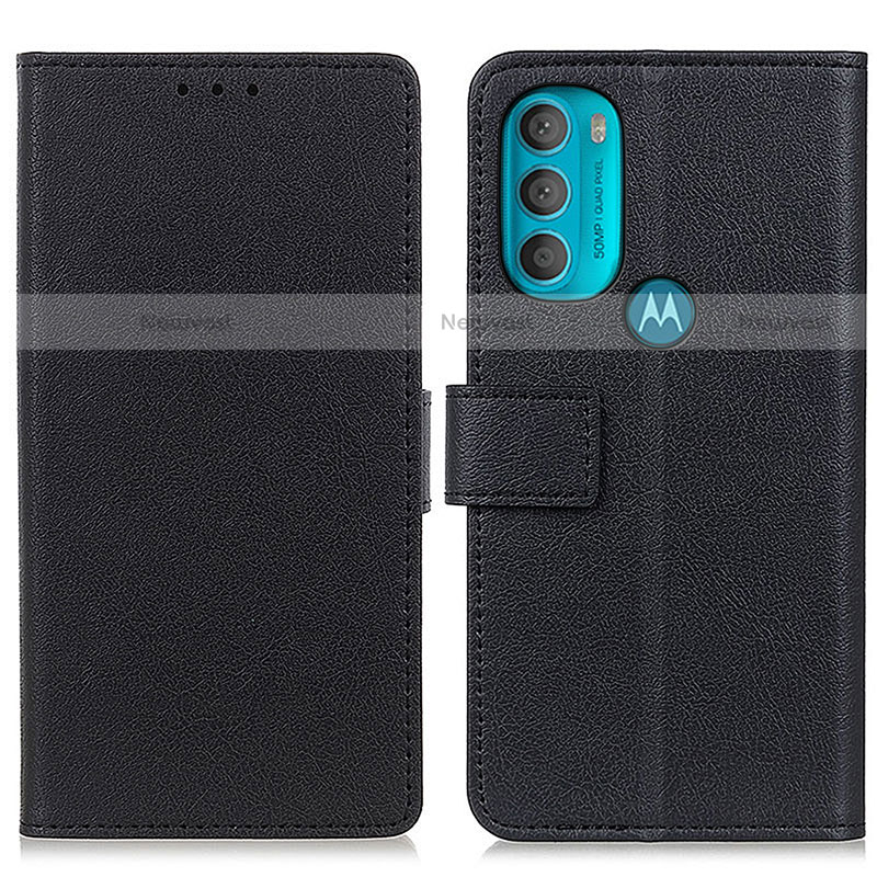 Leather Case Stands Flip Cover Holder M08L for Motorola Moto G71 5G Black