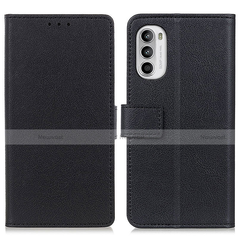 Leather Case Stands Flip Cover Holder M08L for Motorola Moto G82 5G Black