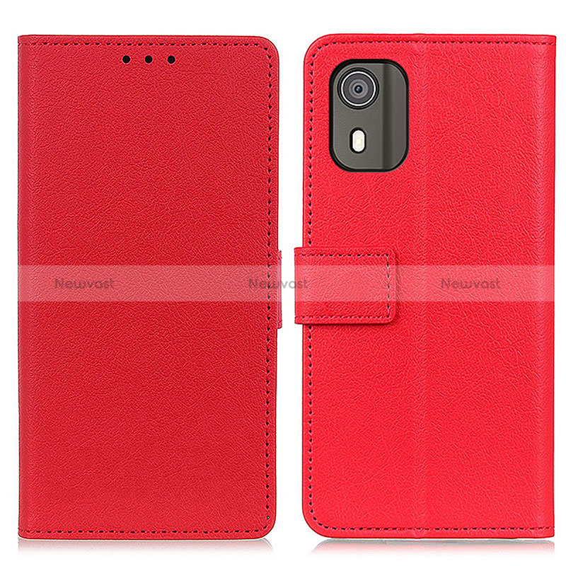 Leather Case Stands Flip Cover Holder M08L for Nokia C02 Red