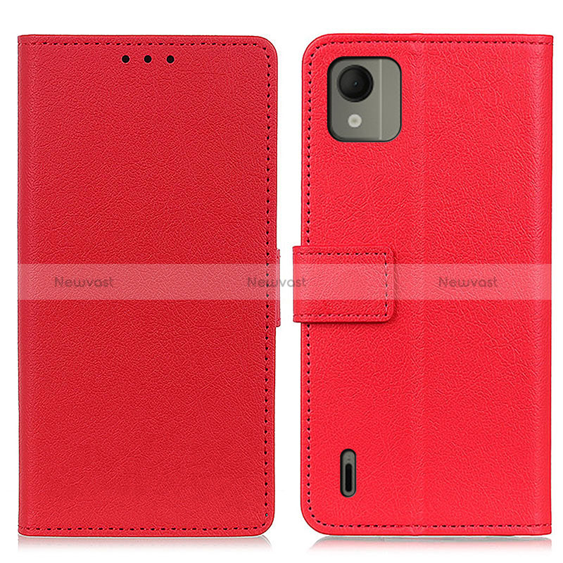 Leather Case Stands Flip Cover Holder M08L for Nokia C110 Red