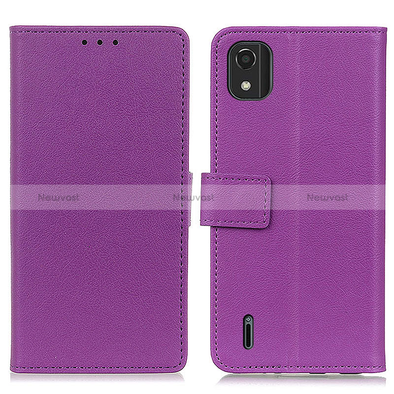 Leather Case Stands Flip Cover Holder M08L for Nokia C2 2nd Edition Purple