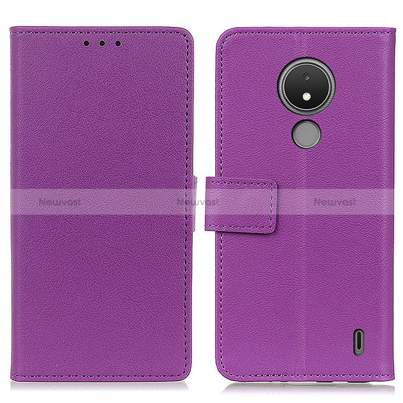 Leather Case Stands Flip Cover Holder M08L for Nokia C21 Purple