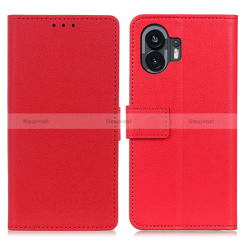 Leather Case Stands Flip Cover Holder M08L for Nothing Phone 2 Red