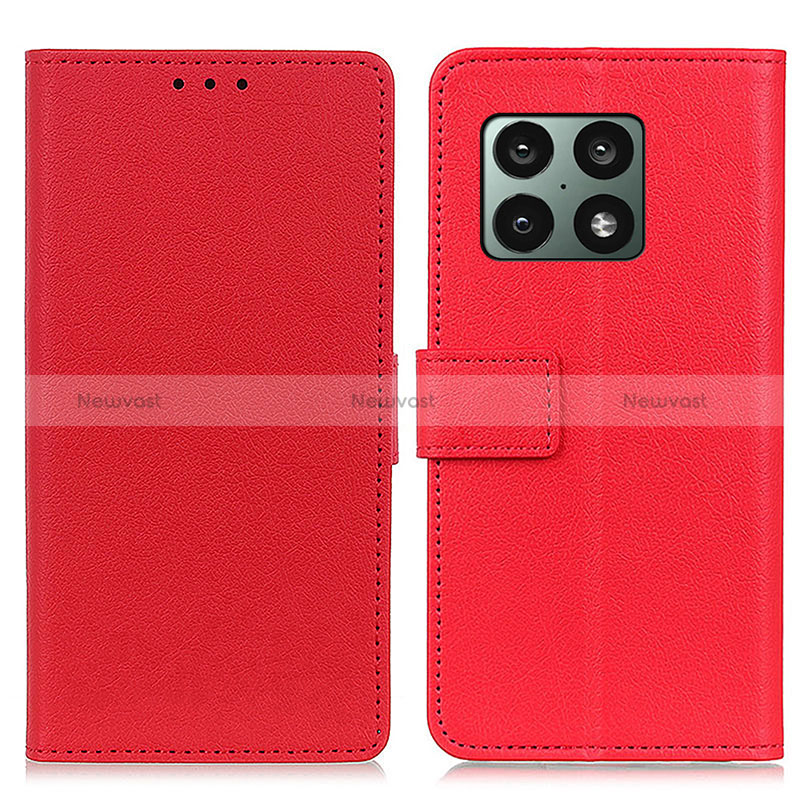 Leather Case Stands Flip Cover Holder M08L for OnePlus 10 Pro 5G Red