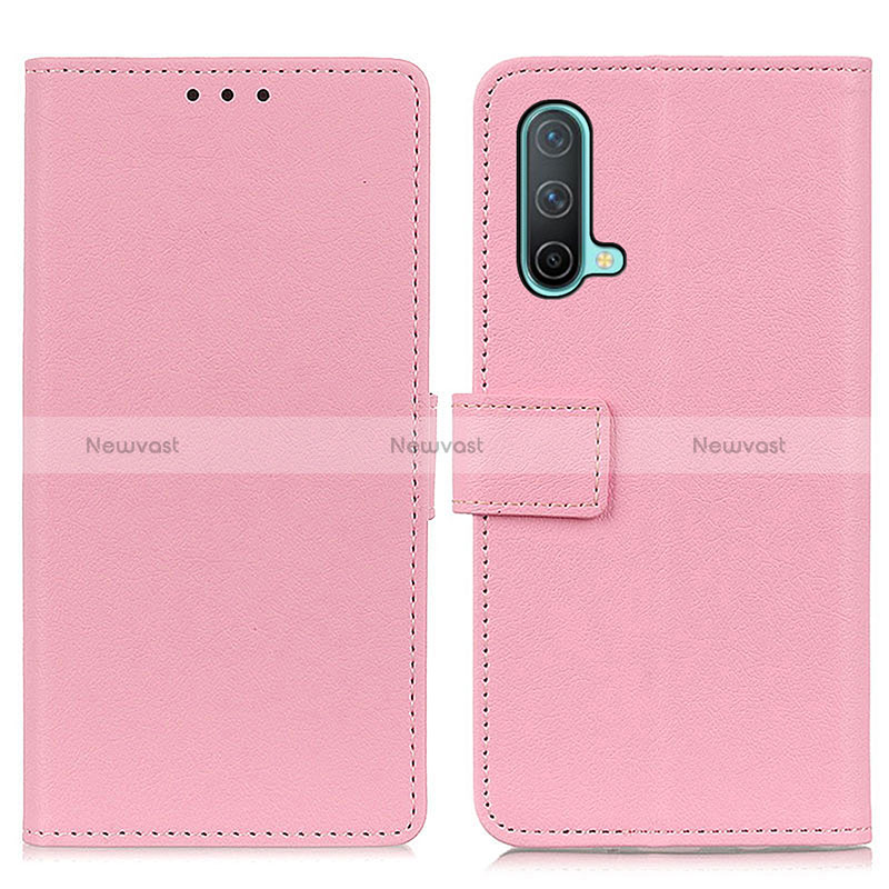 Leather Case Stands Flip Cover Holder M08L for OnePlus Nord CE 5G Pink