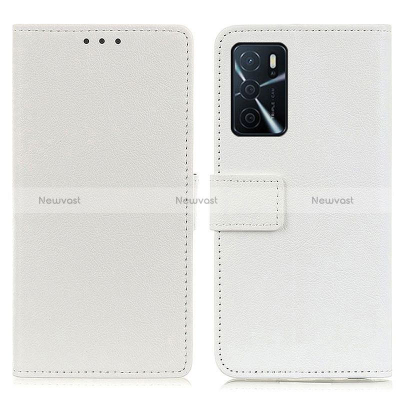 Leather Case Stands Flip Cover Holder M08L for Oppo A16 White