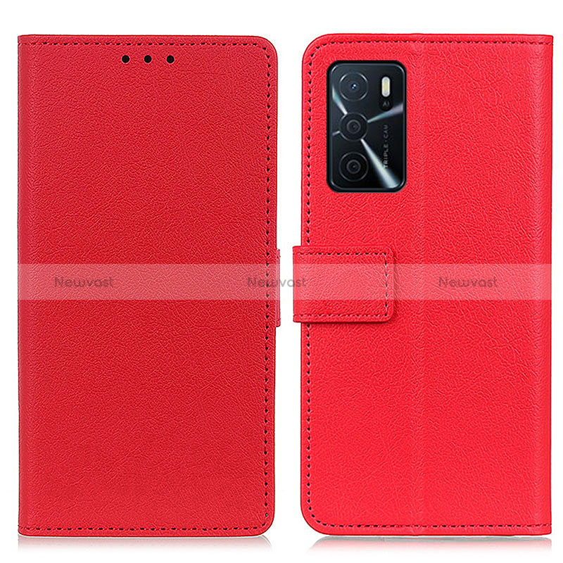 Leather Case Stands Flip Cover Holder M08L for Oppo A16s Red
