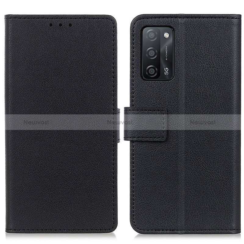 Leather Case Stands Flip Cover Holder M08L for Oppo A56 5G Black