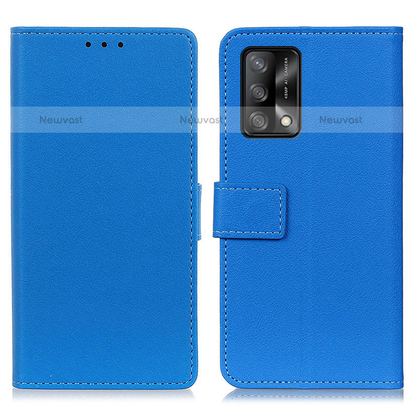 Leather Case Stands Flip Cover Holder M08L for Oppo A74 4G Blue