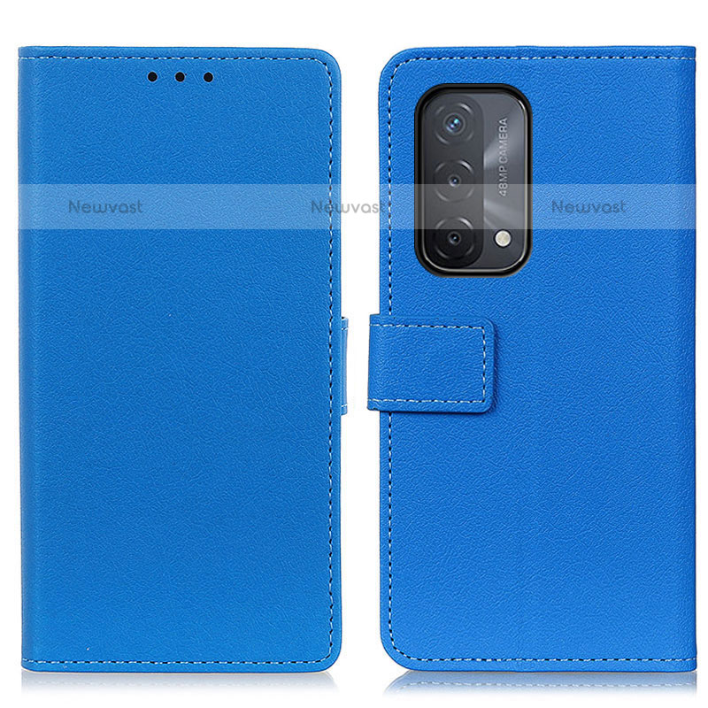Leather Case Stands Flip Cover Holder M08L for Oppo A93 5G Blue