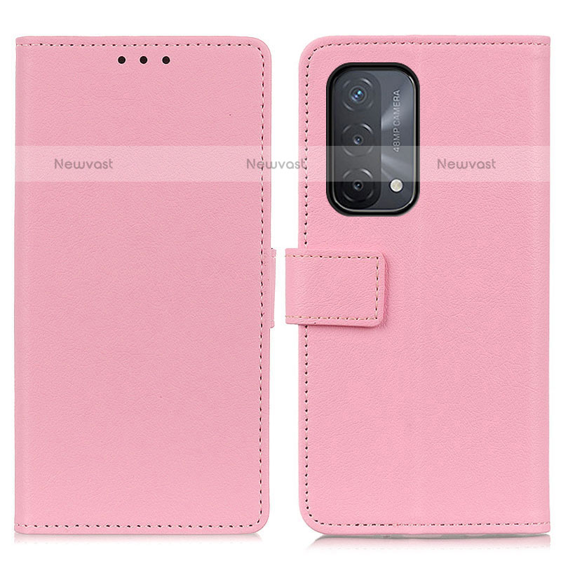 Leather Case Stands Flip Cover Holder M08L for Oppo A93 5G Pink