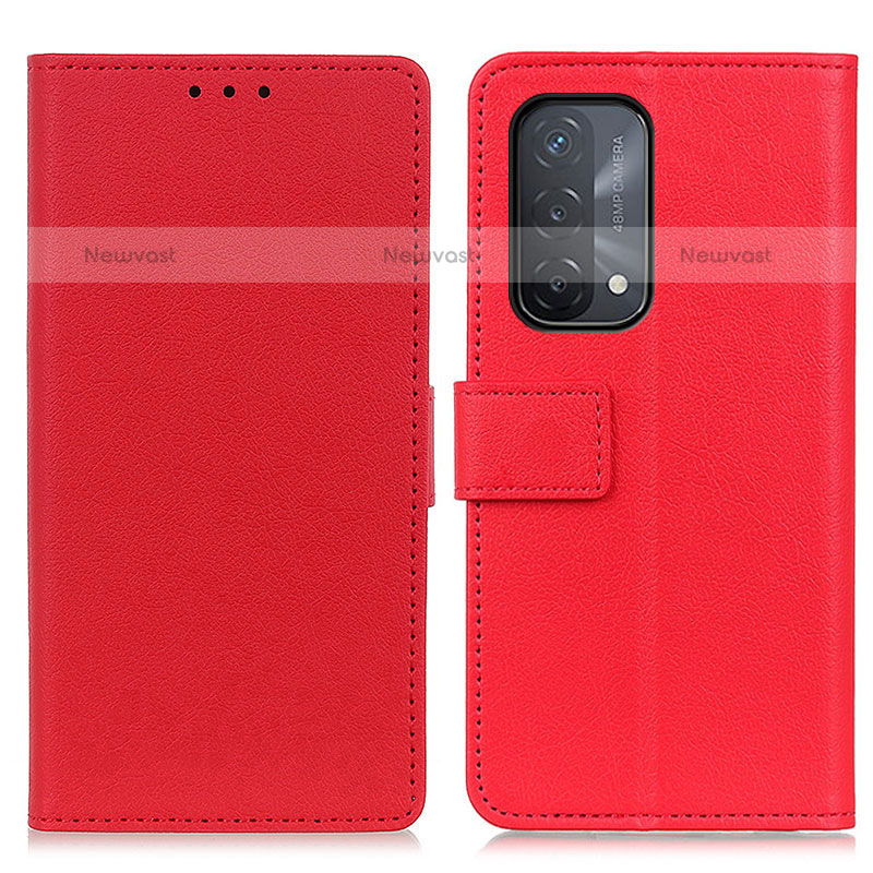 Leather Case Stands Flip Cover Holder M08L for Oppo A93 5G Red