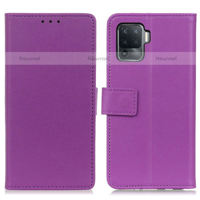 Leather Case Stands Flip Cover Holder M08L for Oppo A94 4G Purple