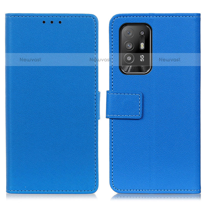 Leather Case Stands Flip Cover Holder M08L for Oppo A94 5G Blue