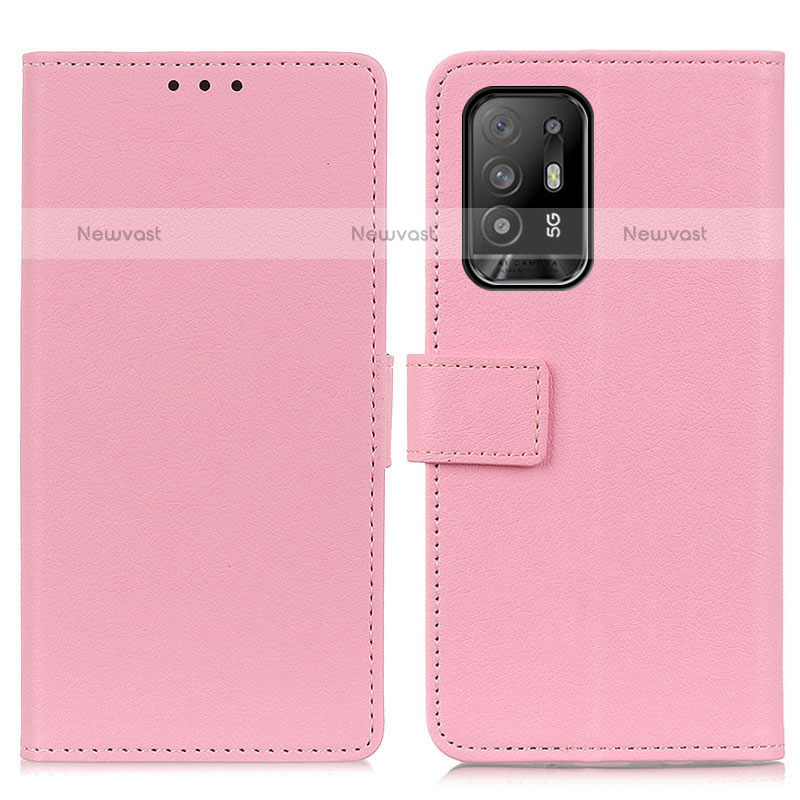 Leather Case Stands Flip Cover Holder M08L for Oppo A94 5G Pink