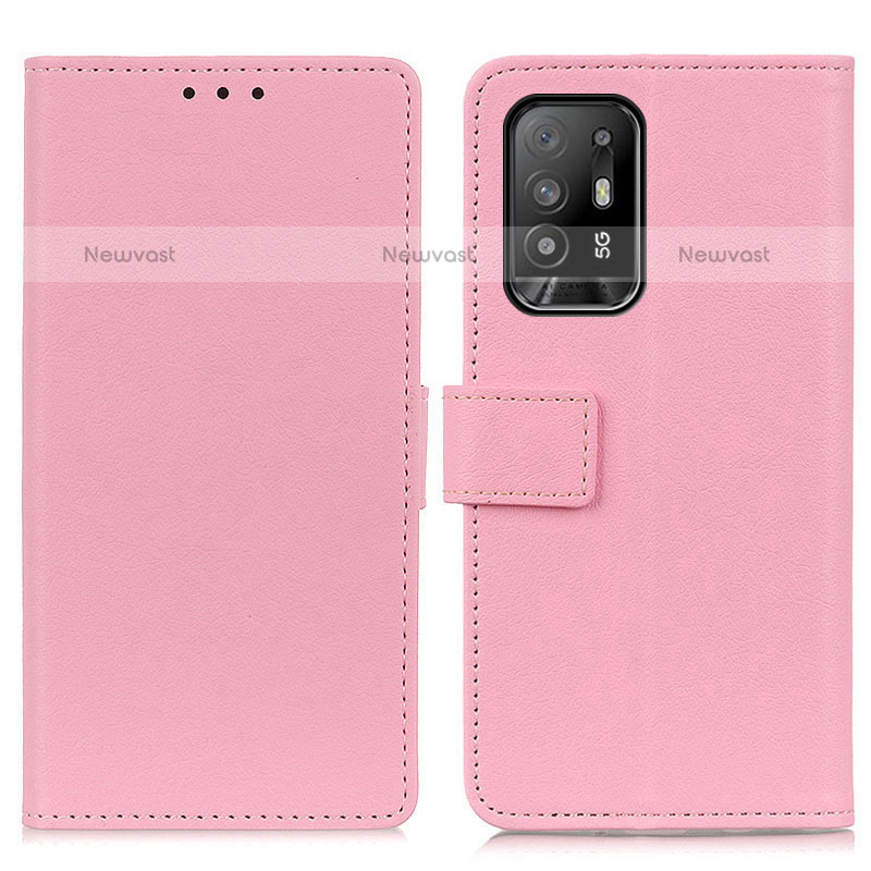 Leather Case Stands Flip Cover Holder M08L for Oppo A95 5G Pink