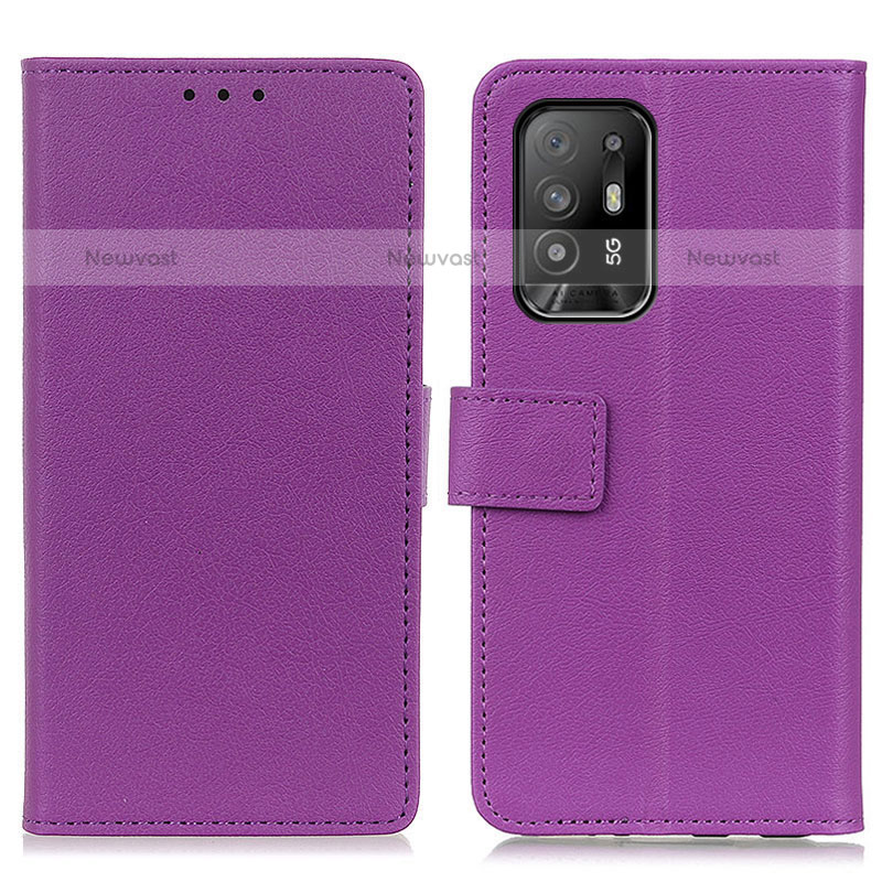 Leather Case Stands Flip Cover Holder M08L for Oppo A95 5G Purple