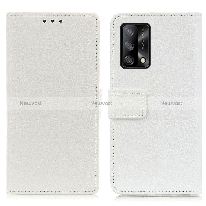 Leather Case Stands Flip Cover Holder M08L for Oppo F19s White