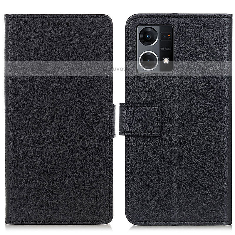 Leather Case Stands Flip Cover Holder M08L for Oppo F21 Pro 4G Black