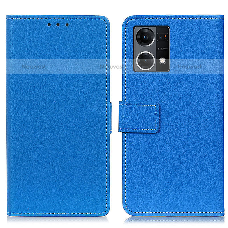 Leather Case Stands Flip Cover Holder M08L for Oppo F21 Pro 4G Blue