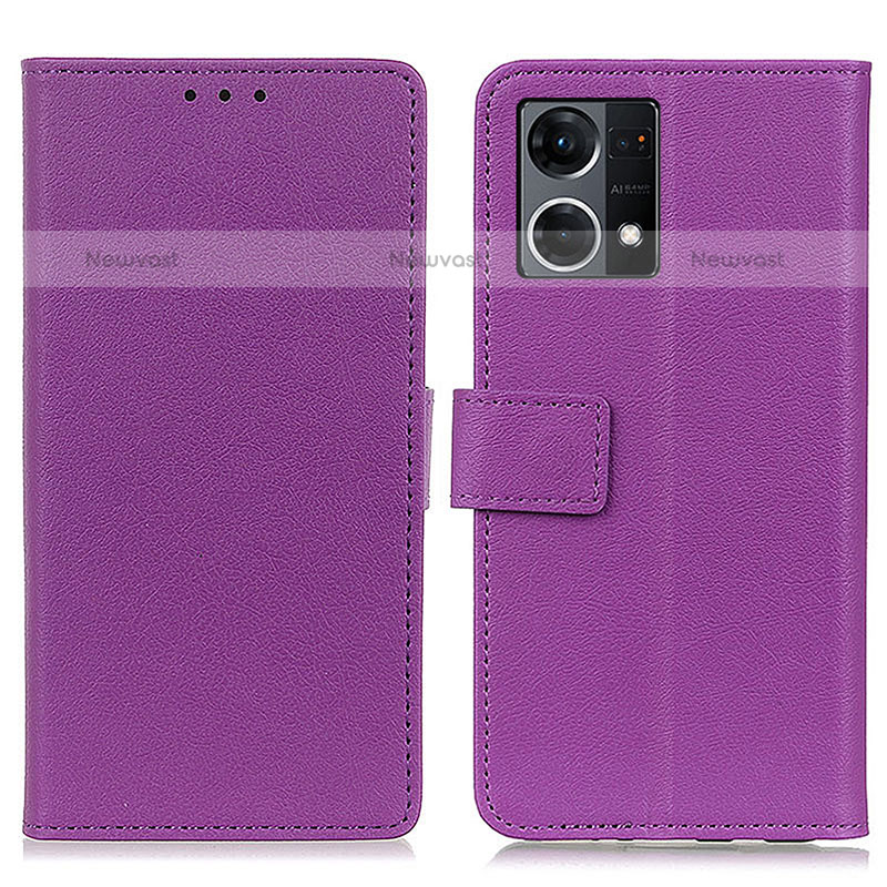 Leather Case Stands Flip Cover Holder M08L for Oppo F21 Pro 4G Purple