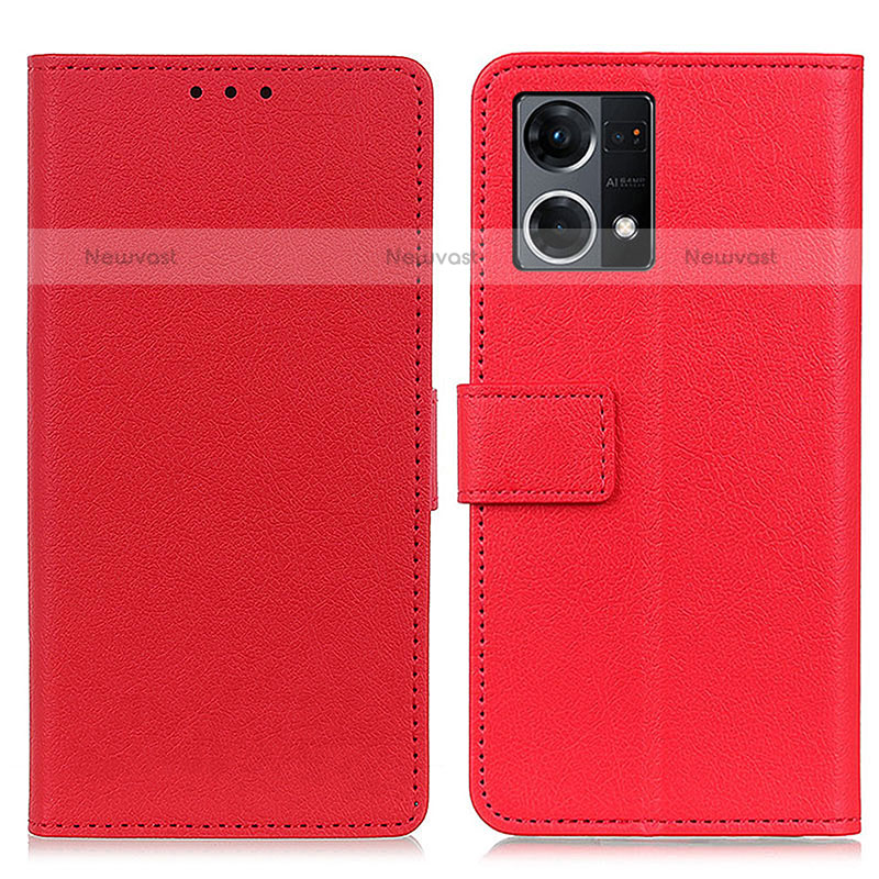 Leather Case Stands Flip Cover Holder M08L for Oppo F21 Pro 4G Red