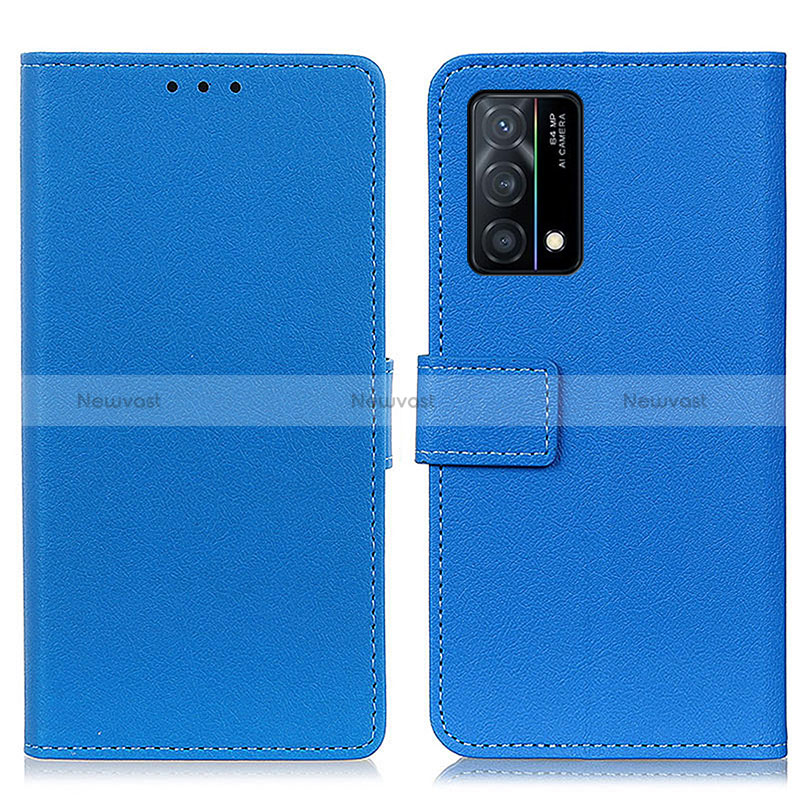 Leather Case Stands Flip Cover Holder M08L for Oppo K9 5G Blue