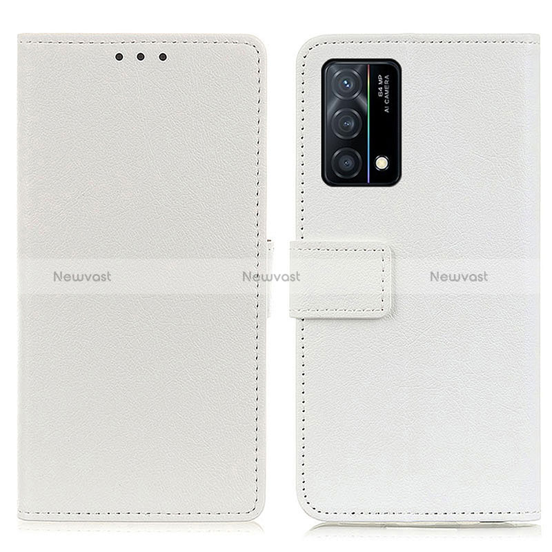 Leather Case Stands Flip Cover Holder M08L for Oppo K9 5G White