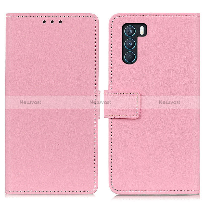 Leather Case Stands Flip Cover Holder M08L for Oppo K9 Pro 5G Pink