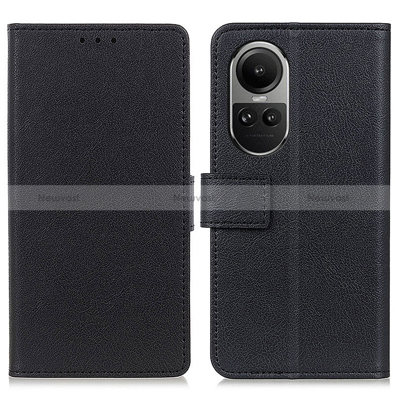 Leather Case Stands Flip Cover Holder M08L for Oppo Reno10 5G Black