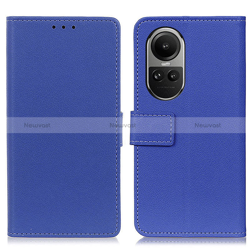 Leather Case Stands Flip Cover Holder M08L for Oppo Reno10 5G Blue