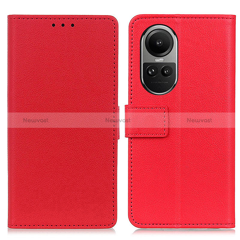 Leather Case Stands Flip Cover Holder M08L for Oppo Reno10 5G Red