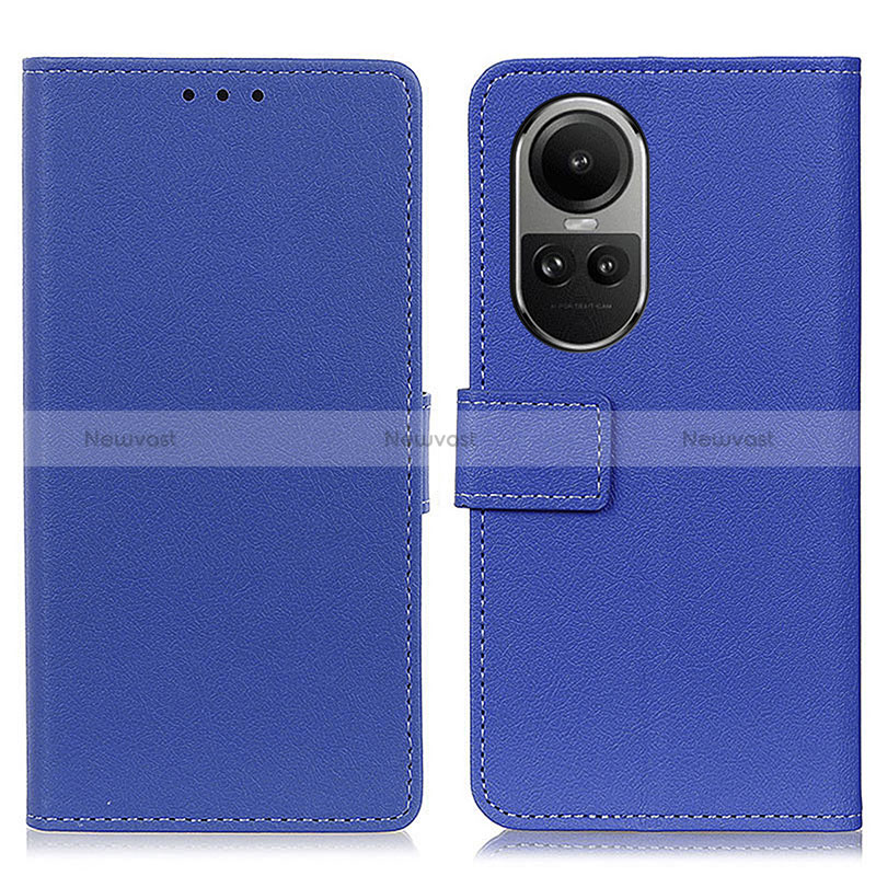 Leather Case Stands Flip Cover Holder M08L for Oppo Reno10 Pro 5G Blue