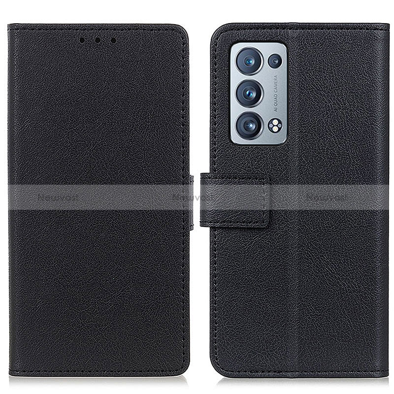 Leather Case Stands Flip Cover Holder M08L for Oppo Reno6 Pro+ Plus 5G Black