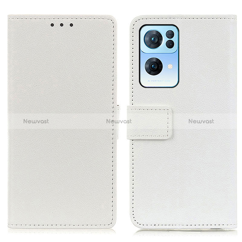 Leather Case Stands Flip Cover Holder M08L for Oppo Reno7 Pro 5G White