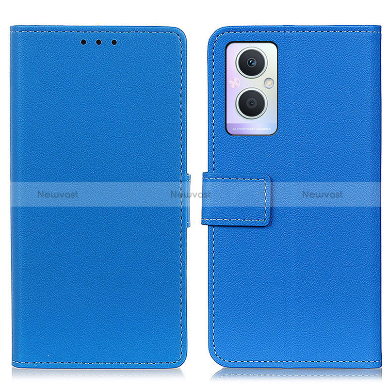 Leather Case Stands Flip Cover Holder M08L for Oppo Reno7 Z 5G Blue