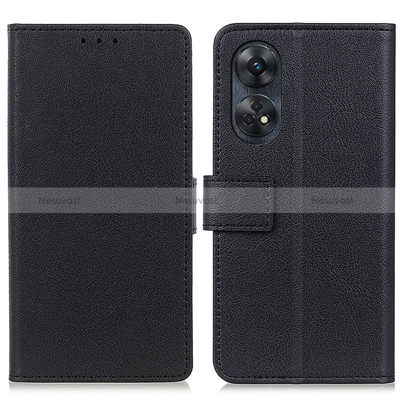 Leather Case Stands Flip Cover Holder M08L for Oppo Reno8 T 4G Black