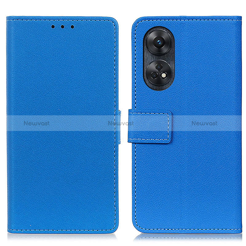 Leather Case Stands Flip Cover Holder M08L for Oppo Reno8 T 4G Blue