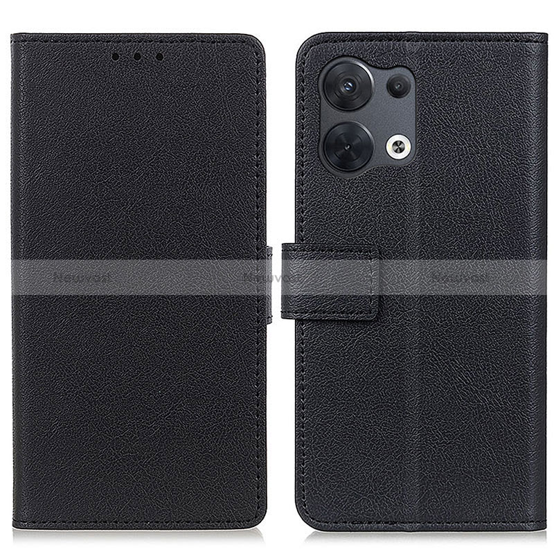 Leather Case Stands Flip Cover Holder M08L for Oppo Reno9 5G Black