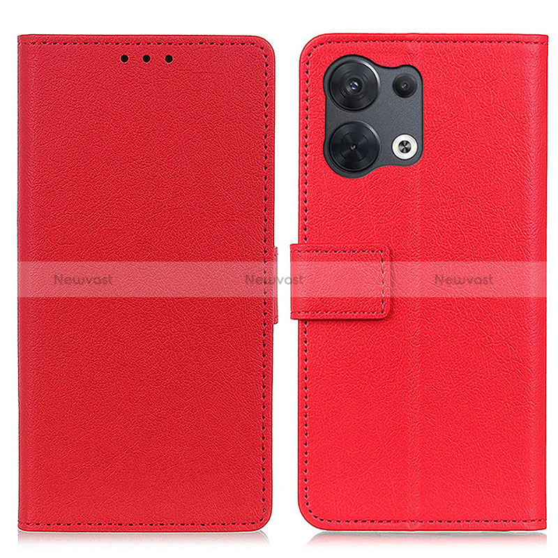 Leather Case Stands Flip Cover Holder M08L for Oppo Reno9 Pro+ Plus 5G Red