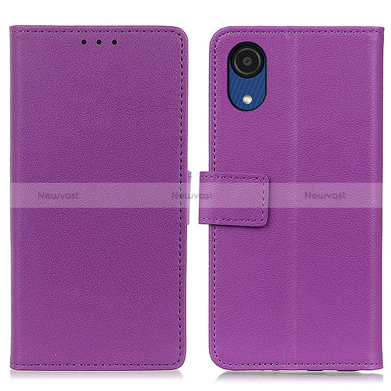 Leather Case Stands Flip Cover Holder M08L for Samsung Galaxy A03 Core Purple