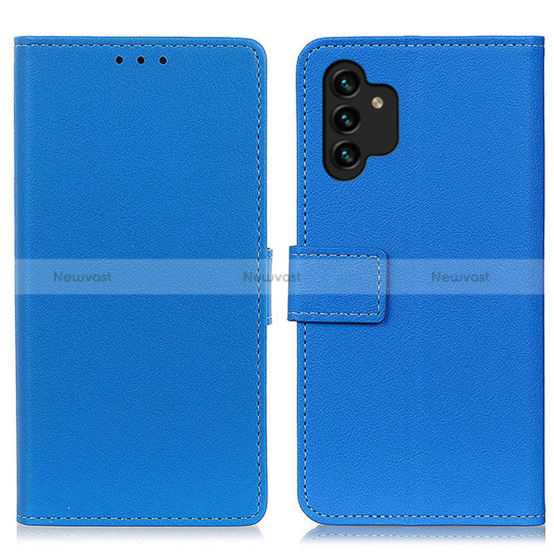 Leather Case Stands Flip Cover Holder M08L for Samsung Galaxy A13 4G Blue