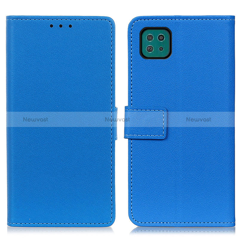 Leather Case Stands Flip Cover Holder M08L for Samsung Galaxy A22 5G Blue
