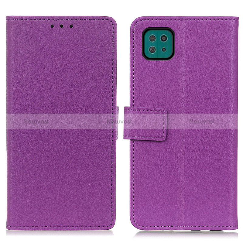 Leather Case Stands Flip Cover Holder M08L for Samsung Galaxy A22s 5G Purple