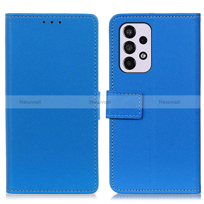 Leather Case Stands Flip Cover Holder M08L for Samsung Galaxy A33 5G Blue