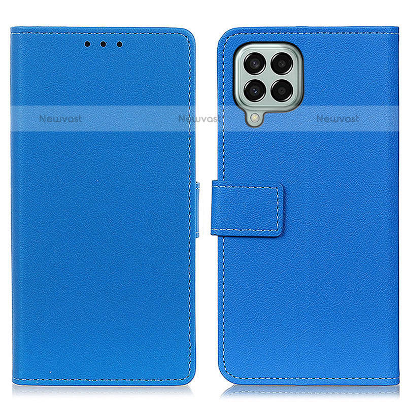 Leather Case Stands Flip Cover Holder M08L for Samsung Galaxy M33 5G Blue